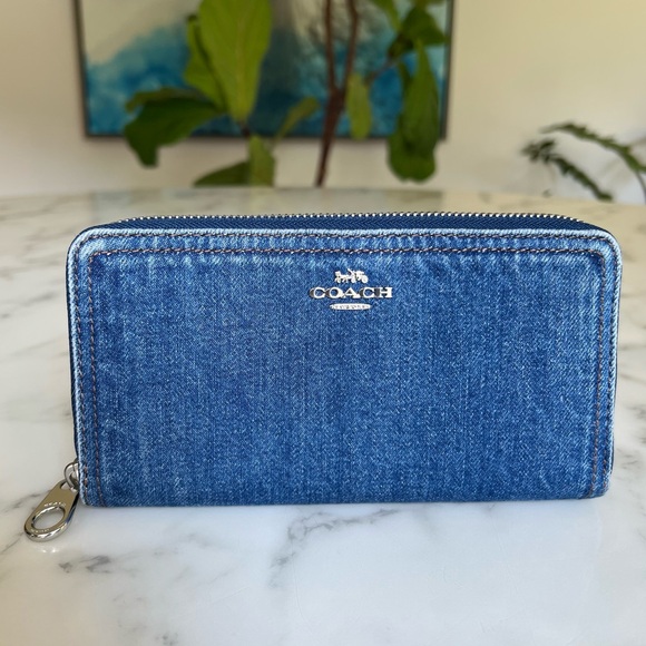 COACH Long Zip Around Wallet In Denim Blue CAO79 - Picture 1 of 13